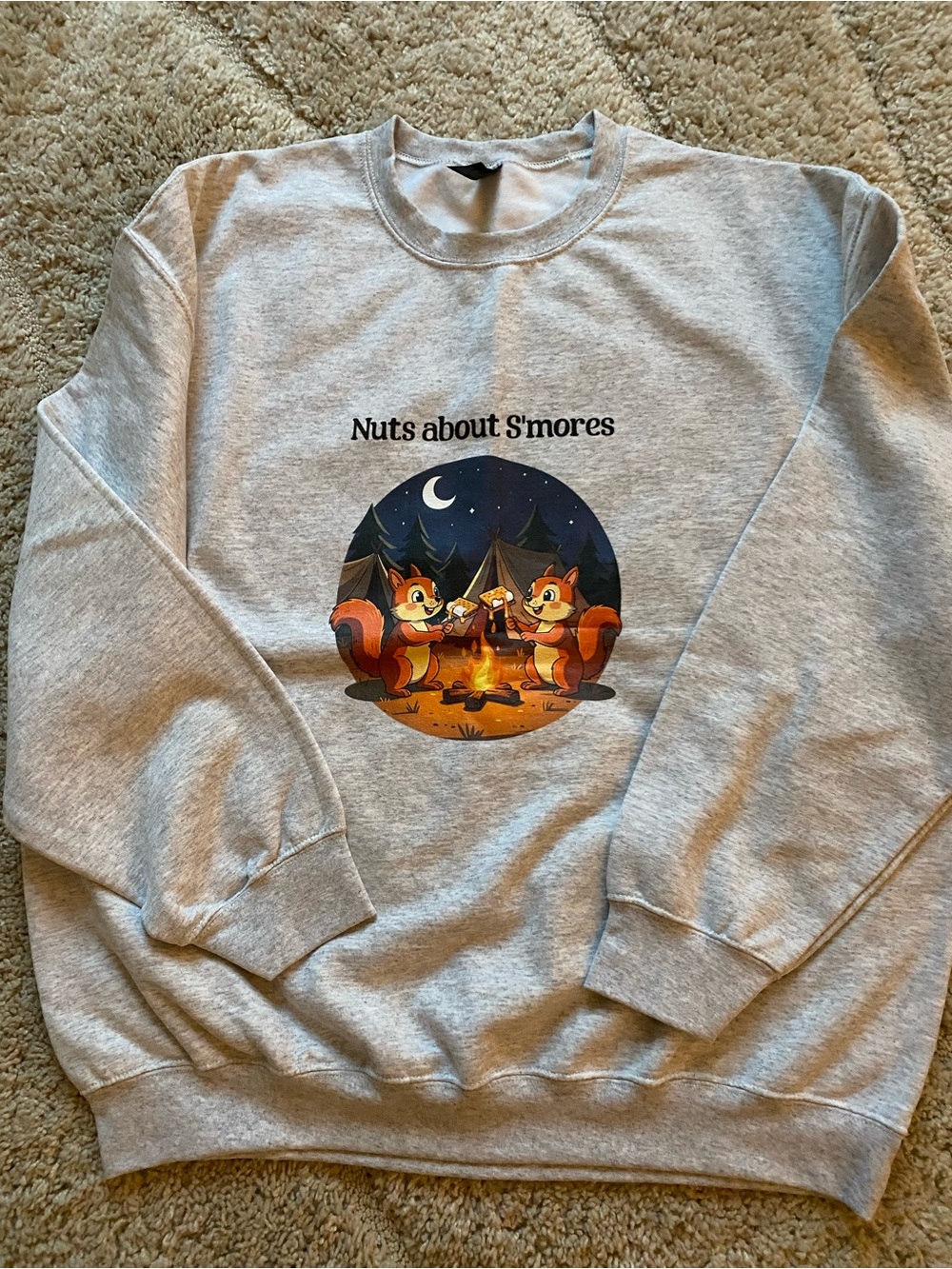 Crewneck Sweatshirt - squirrels around a campfire
